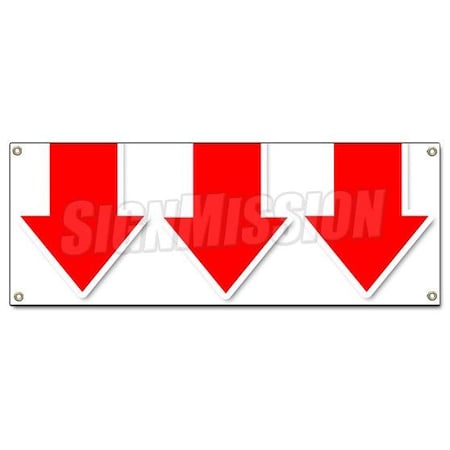 Signmission GIANT DOWN ARROW BANNER SIGN turn here sale follow directions arrived B-Giant Down Arrow